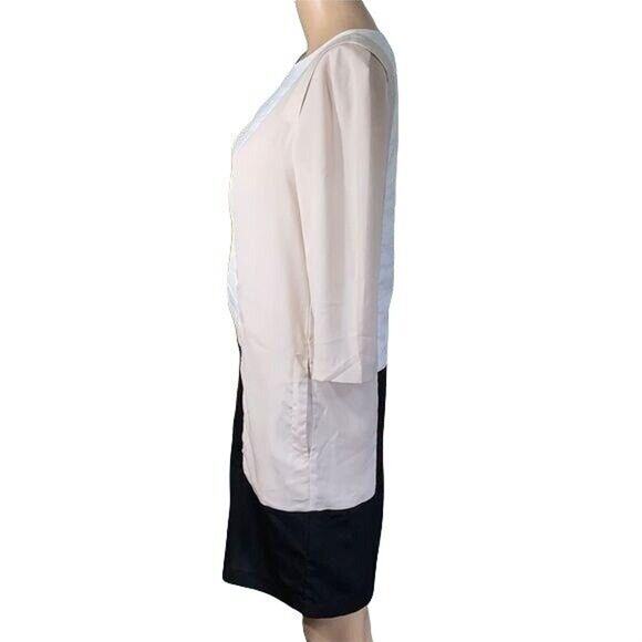 H&M Womens Sheath Dress Silky Lightweight Colorblock with Pockets Size 4 - Picture 2 of 9